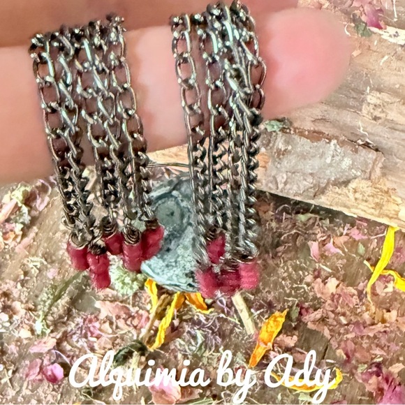 Alquimia Silver and Red Elegant Earrings - Picture 1 of 2